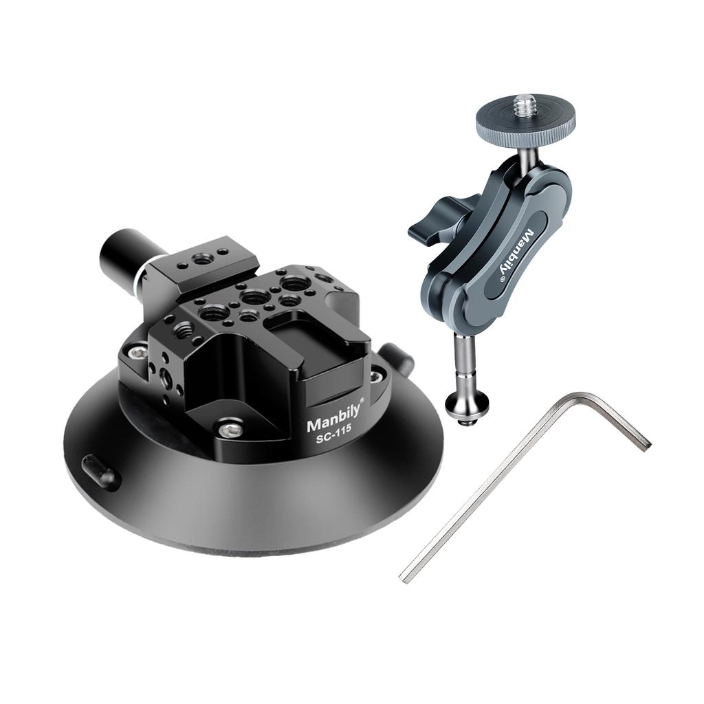 4.5 Inch Camera Suction Cup Mount with 360 degrees Rotatable Ballhead Arm Bracket 1 4 Inch Screw 3kg Load Capacity