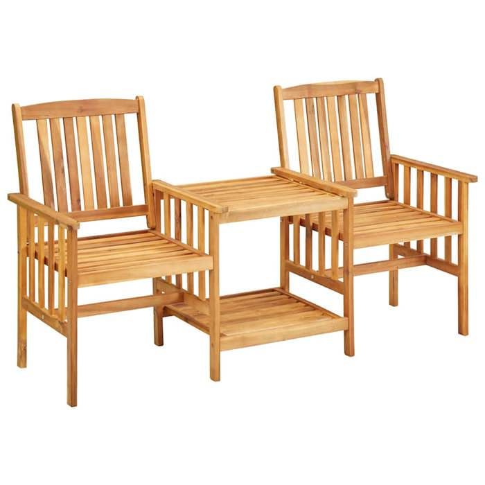 VidaXL Acacia Solide Chaises de Jardin avec Table à Thé et Coussins Ensemble de Meubles de Terrasse Salon de Jardin Mobilier 3061283