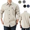 Camisa casual de manga larga para hombre de corte holgado con dos bolsillos en el pecho