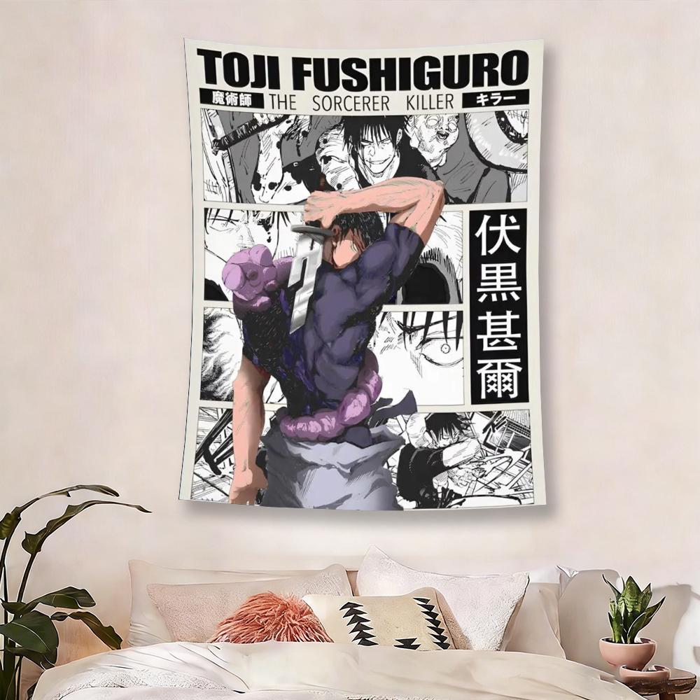 Toji Fushiguro Tapestry The Sorcerer Killer Manga Panel Print Polyester Wall Decor for Bedroom Gaming Room Dorm 74x94cm(29x37in)