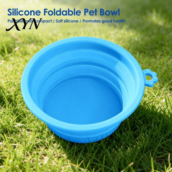 Lightweight Pet Feeder Foldable Dog Bowl, Collapsible Cat Bowl with Carabiner, Portable Silicone for Dogs Cats Travel Camping