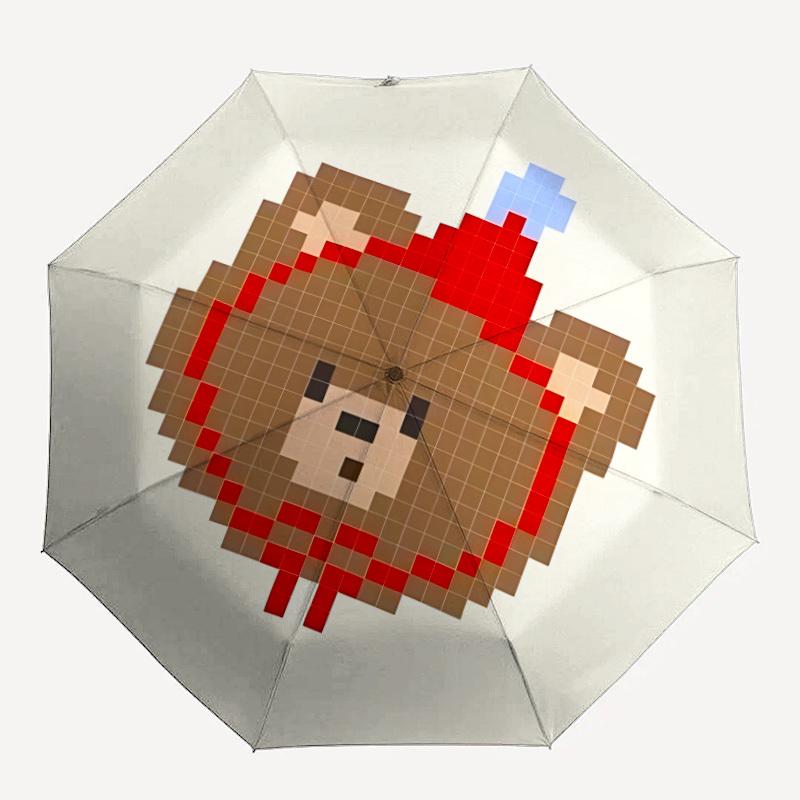 1pc Pixel Bear Automatic Open/Close Umbrella, Portable Folding Umbrella, Compact Travel Umbrella For, Birthday/Christmas Gift 5007