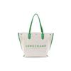 Longchamp Le Roseau Logo Print Cotton And Canvas Tote Bag Women Tote Bags Green 10090HSG129