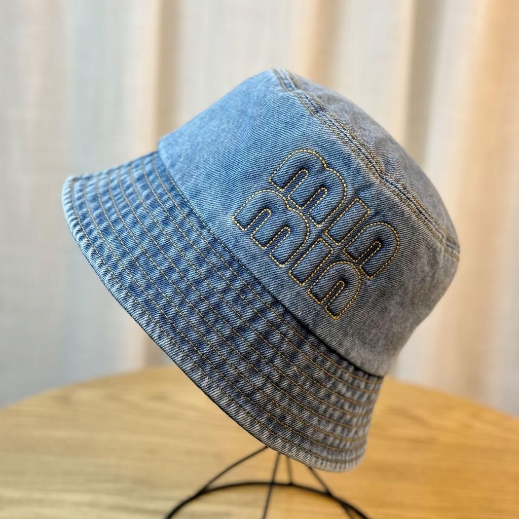 New Style Denim Fisherman Hat for Women with Letters Big Head Circumference Face Showing Small Basin Hat Sun Protection Visor