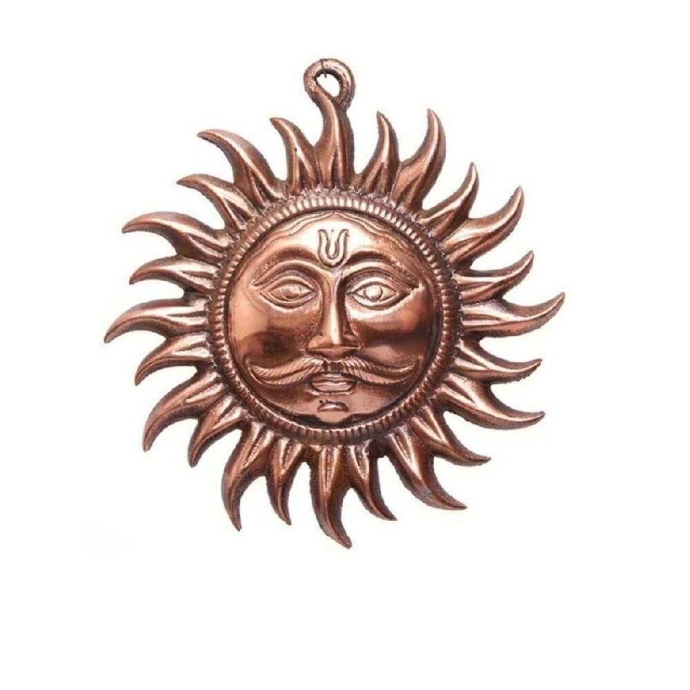 

Indian Traditional Astro Copper 6 Inch Bronze Sun Wall Hanging For Protection 1026