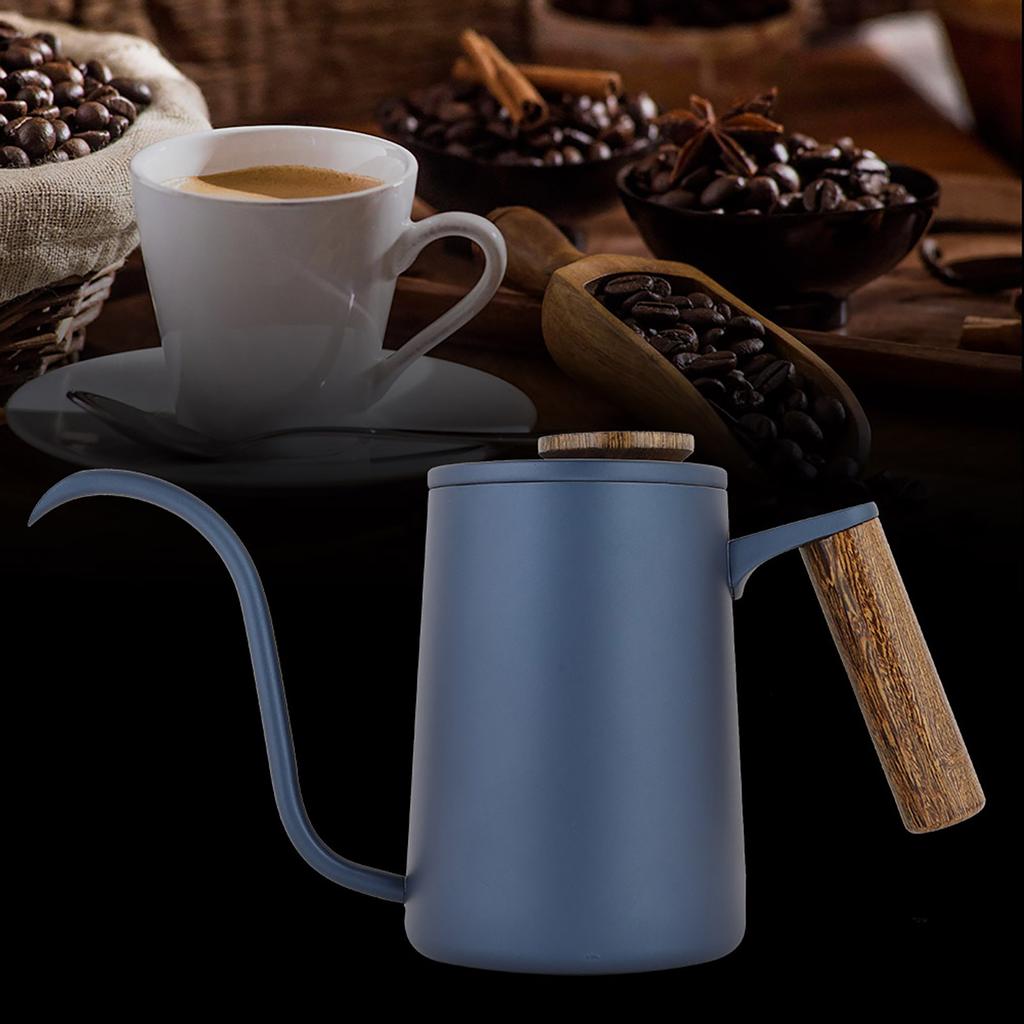 600 ml Mode Handtag i Rostfritt Stål Drip Kaffekanna Svanhals Pip Vattenkokare;Svart: