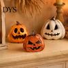 Holiday Atmosphere Enhancements 3Pcs Halloween Pumpkin Tabletop Decor, Rustic Face Wooden Block Table Ornaments Ornaments, Farmhouse Desktop Craft for