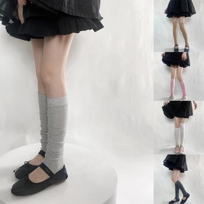Ribbed Knit Leg Warmers for Women Girls Summer Thin Cotton Calf Socks Over the Knee Leg Warmer Loose Socks Streetwear
