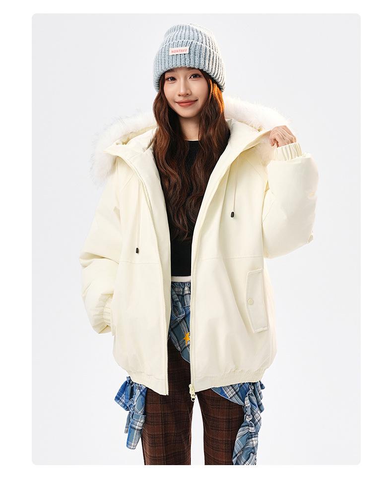 Winter Couple's Hooded Fur Collar Cotton Jacket – Stylish, Thick, and Warm with Detachable Design