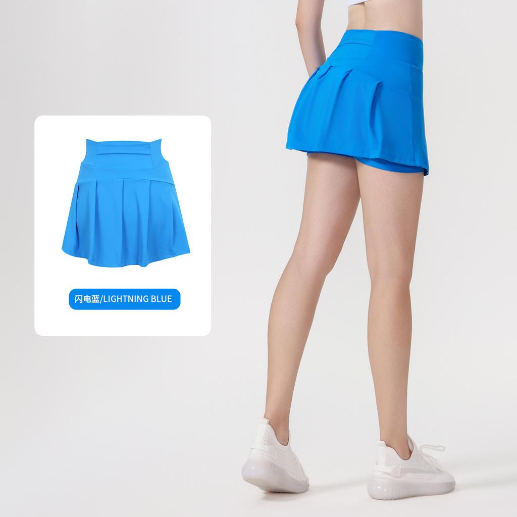 () Sports Tennis Skirt Women'S Anti-Light Fitness Skirt Fake Two-Piece Yoga Quick-Drying Pleated Skirt Shorts