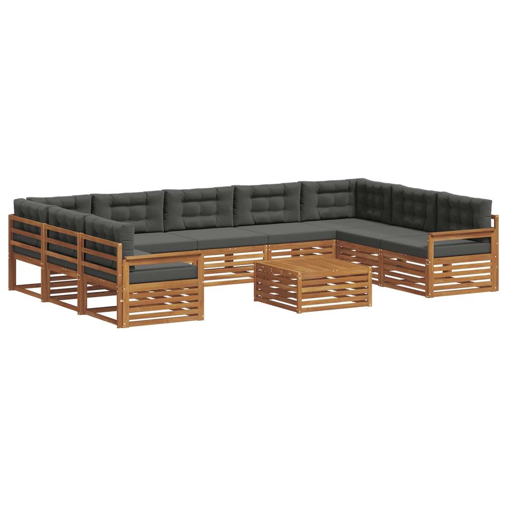 Outdoor Sofa Set with Cushions 10 Pcs Natural and Anthracite