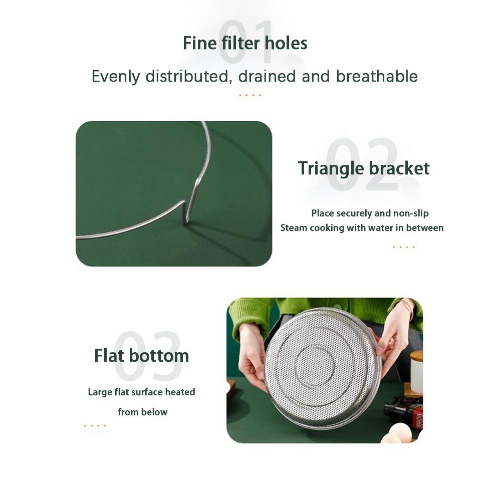 Household Stainless Steel Steamer Basket with Handle, Universal Draining Basket, Steamer Rack, and Steam Tray