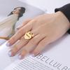 Punk Women Stainless Steel Rings Custom Name Ring Personalized Engraved Love Heart Pendant Ring Geometry Jewelry Christmas Gifts