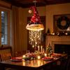 LED Santa Hat Hanging Light Christmas Hat Pendant Lamp with Tassel Bell Star Ornaments Xmas New Year Party Decoration Light