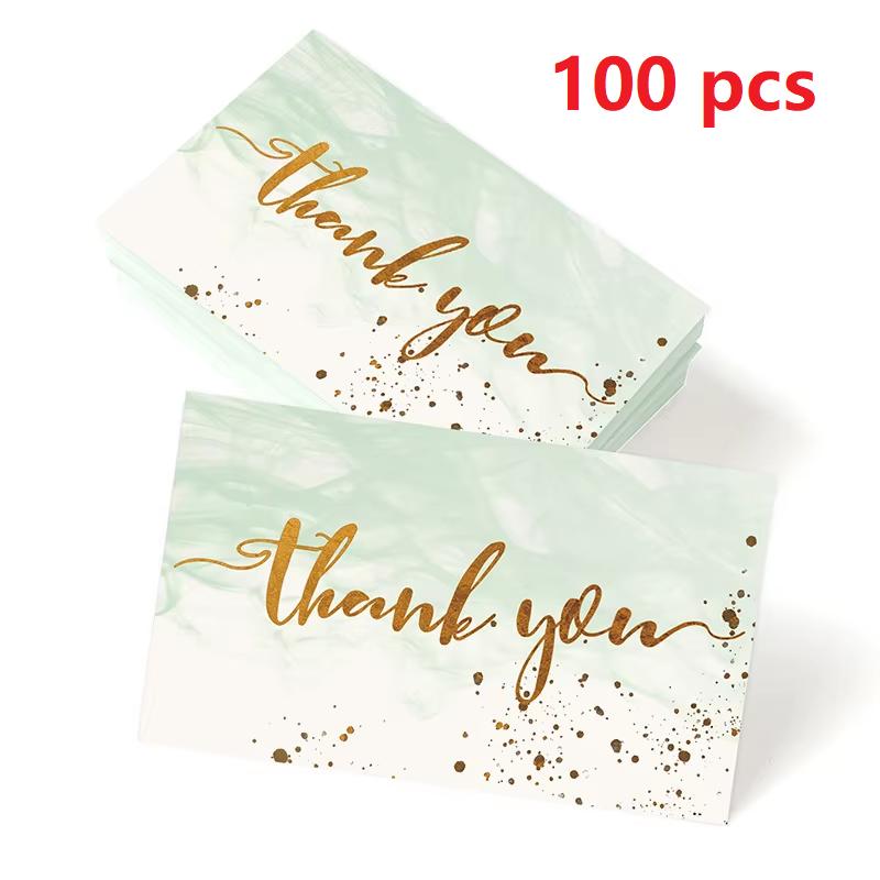 50pcs/ Pack Gold Textured Thank You Cards, Suitable For Weddings, Business, Party Invitations, Holiday Cards