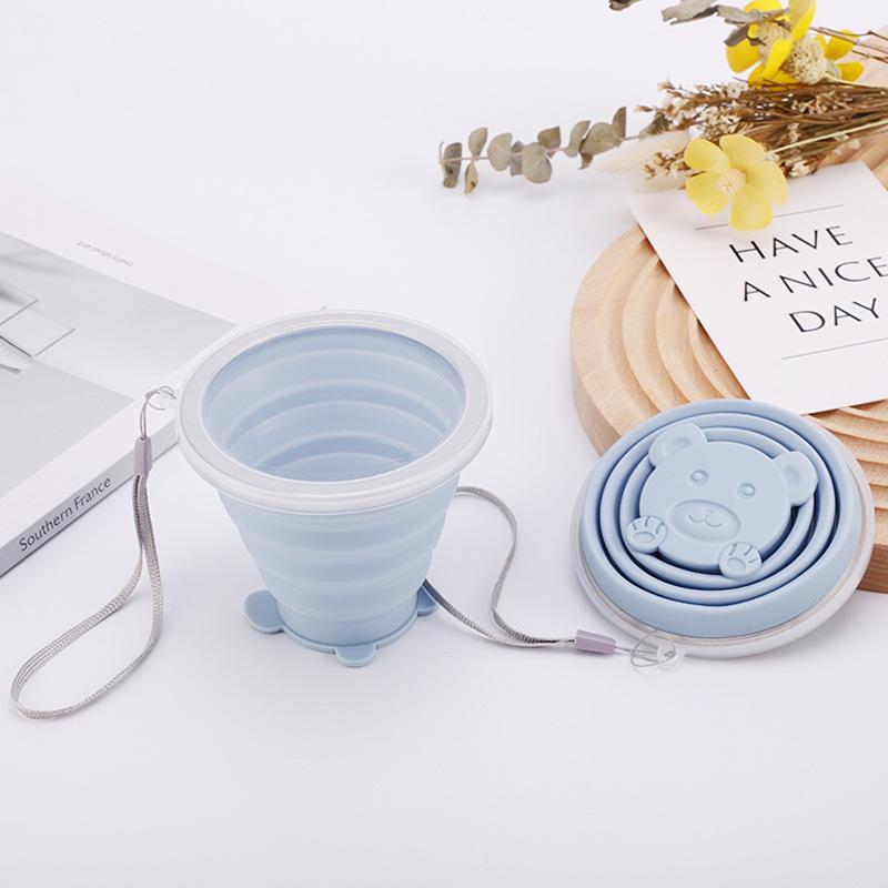 180Ml Portable Silicone Folding Water Cup Heat Resistant Foldable Mug With Lid For Outdoor Travel Drinking