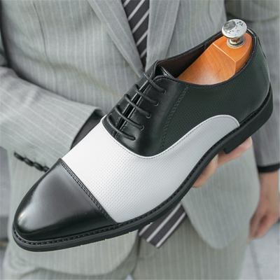 Fashion Fashion New Men's Pointed Black With White Patchwork Casual Oxford Shoes Male Evening Dress Homecoming Formal Wedding Footwear