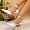 Fashion 2025 Outdoor Ankle-wrap Women's High Heels Pointed Toe Buckle Strap Crystal Thin Heels Pumps for Fashion dress & Party Sandals