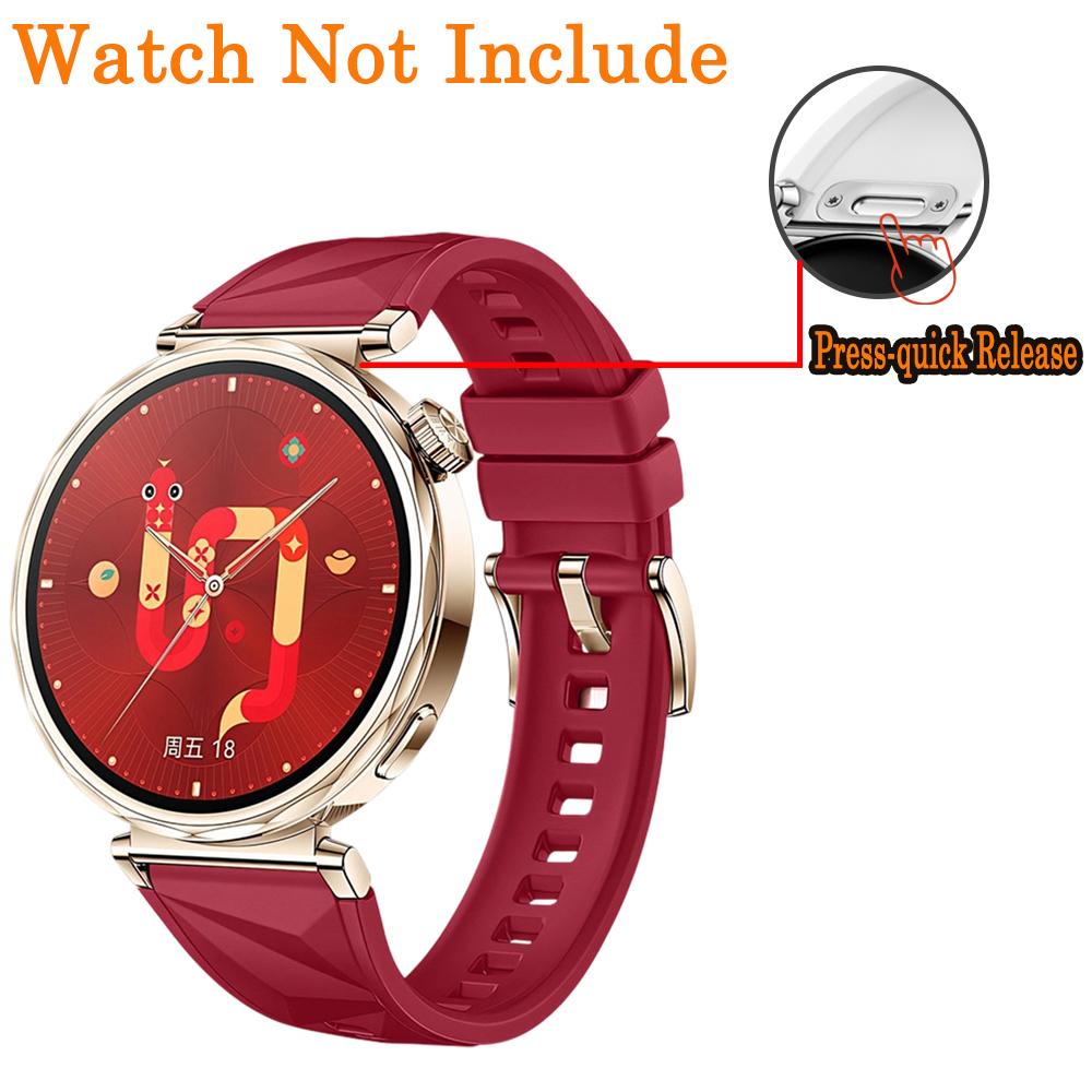 Bracelet 18mm pour Huawei GT6 5 41mm Sport Respirant Pression-Libération Rapide Hommes Femmes Bracelet Poignet en Fluororubber pour Huawei GT5 4 41mm