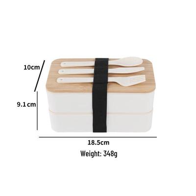 Wheat Straw Double-Layer Lunch Box with Japanese Bamboo Lid