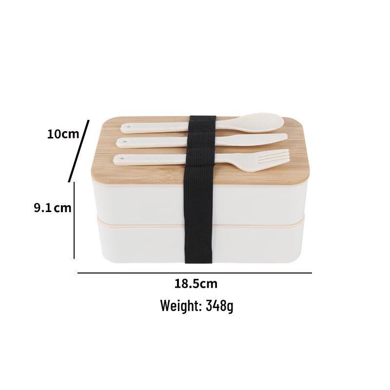 Wheat Straw Double-Layer Lunch Box with Japanese Bamboo Lid