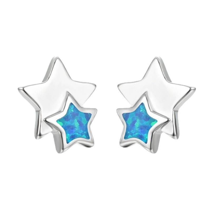 S simple temperament star stud earrings inlaid with five-pointed stars niche cold