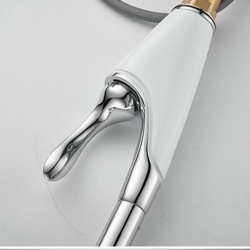 Pull Out Kitchen Sink Faucet Deck Mounted Stream Sprayer Nozzle Kitchen Hot Cold Mixer Taps x