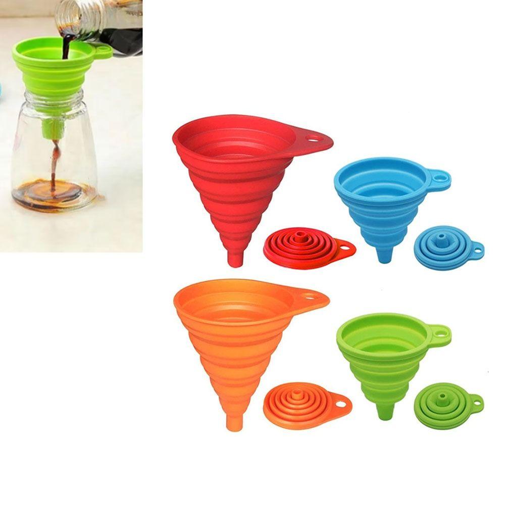 4Pcs Drain Foldable Funnel Mini Collapsible Funnel Multifunctional Silicone Funnel  Beer Dispensing