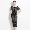 Elegant Slim Fit Goddess Dress with Lace Design