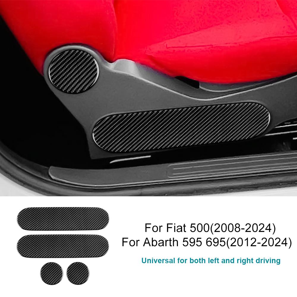 Real Soft Carbon Fiber Sticker For Fiat 500 2008-2024 For Abarth 595/695 2012-2024 LHD RHD Car Seat Adjust Knob Decor Panel Trim