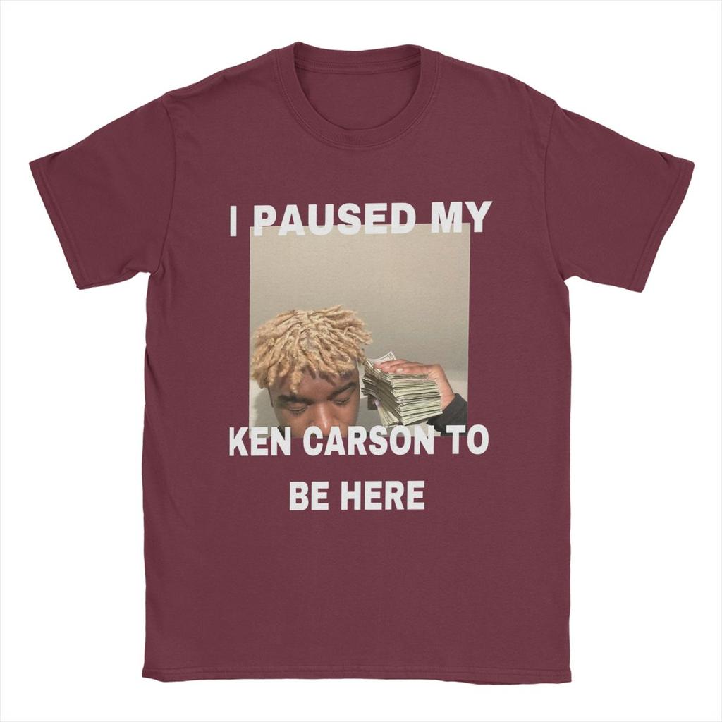 Novelty I Paused My Ken Carson To Be Here T-Shirts Men Crew Neck Cotton T Shirts Short Sleeve Tee Shirt Gift Idea Tops