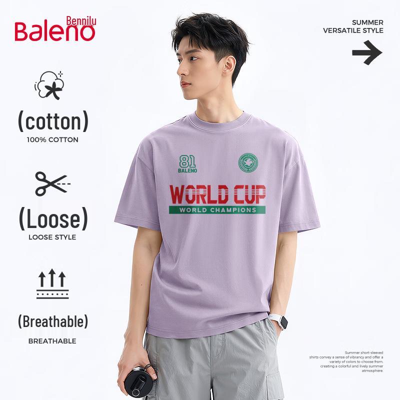 Baleno Men s Summer Loose Fit Pure Cotton Short-Sleeve T-Shirt 2XL