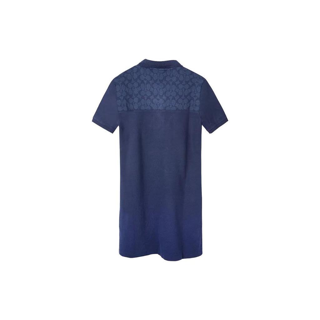 Coach Classic Logo Knitted Polo Dress Women Dresses Navy-Blue CL271-NYJ