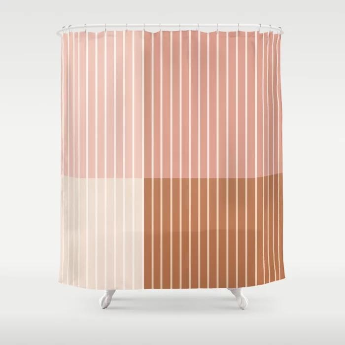Simple Colorful Line Pattern Bathroom Curtain, Home Decoration, Waterproof Bathtub, Creative Personality Shower Curtain