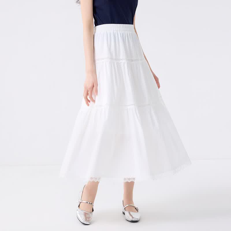 FivePlus Women's High-Waist Lace Midi Skirt