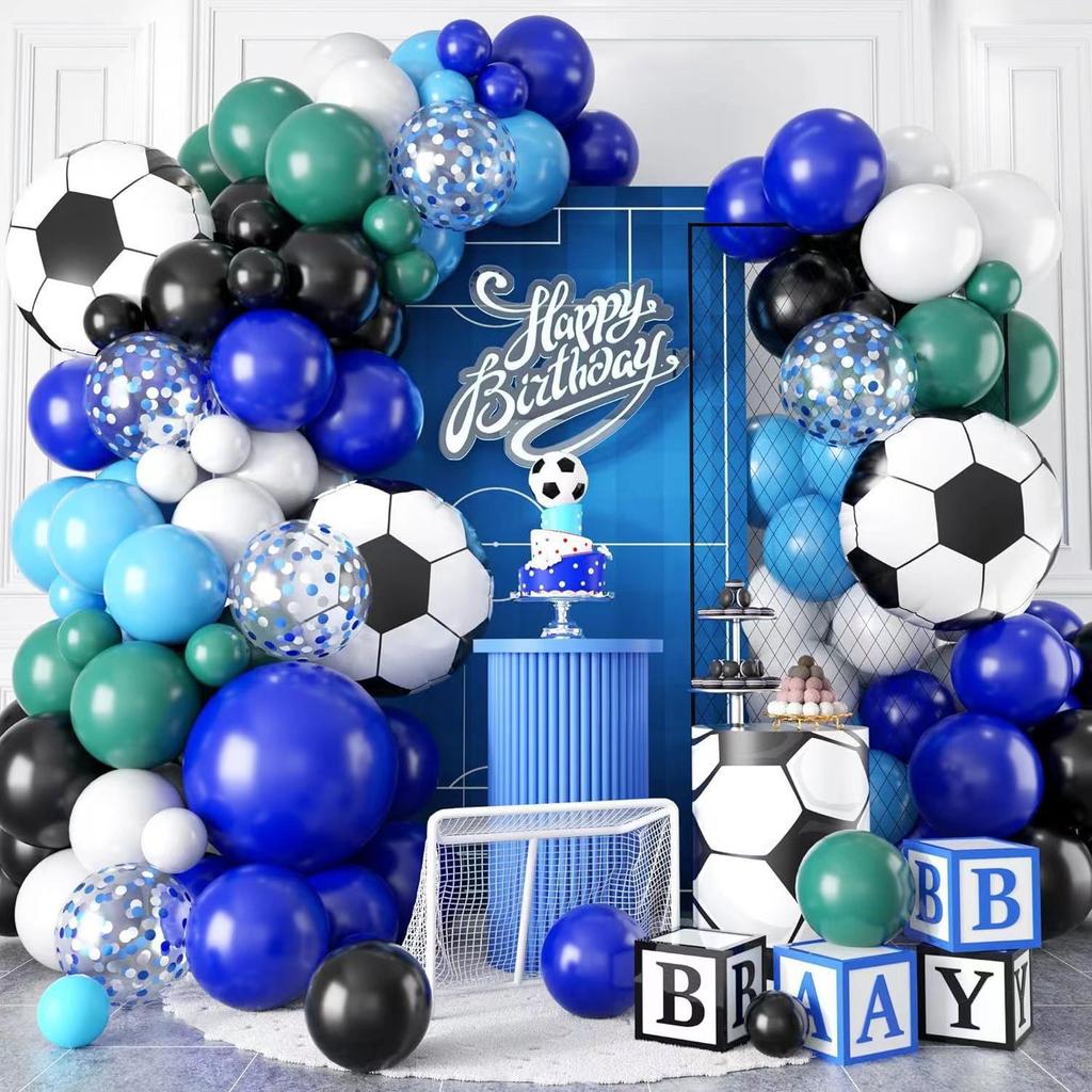 Hot Football Theme Balloon Chain Set Blue Boy Birthday Balloon Wreath Arch Decorative Set
