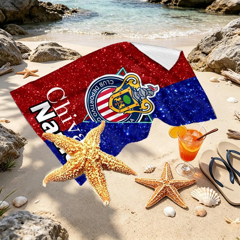 Custom Name Personalized Club Deportivo Guadalajara Print Beach Towel, for Trip Camping Beach Party Home Decor, Birthday Gift for Family & Friends