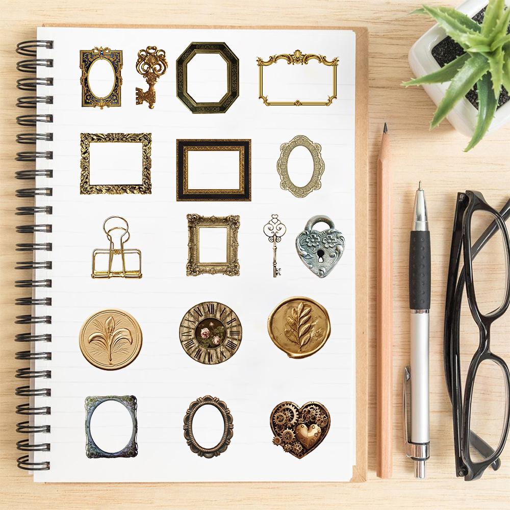50PCS Vintage photo Frame Stickers Cartoon Phone Coffee Landscape Skateboard Cafe Luggage Decoration Watercolor Wall Art Sticker