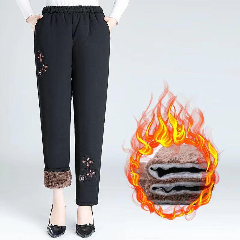 Women's Autumn Winter Plus Size 5XL Keep Warm and Thicken Padded Thickened Pants Warm Comfortable Loose Trousers