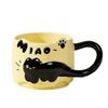 1 szt. Kreskówkowe Koty Ułożone Kubki z Uchwytem w Kształcie Ogona Kota, 380 ml Urocze Czarne Koty Ceramiczne Kubki do Kawy Kubki do Herbaty na Domowe Biuro Prezenty