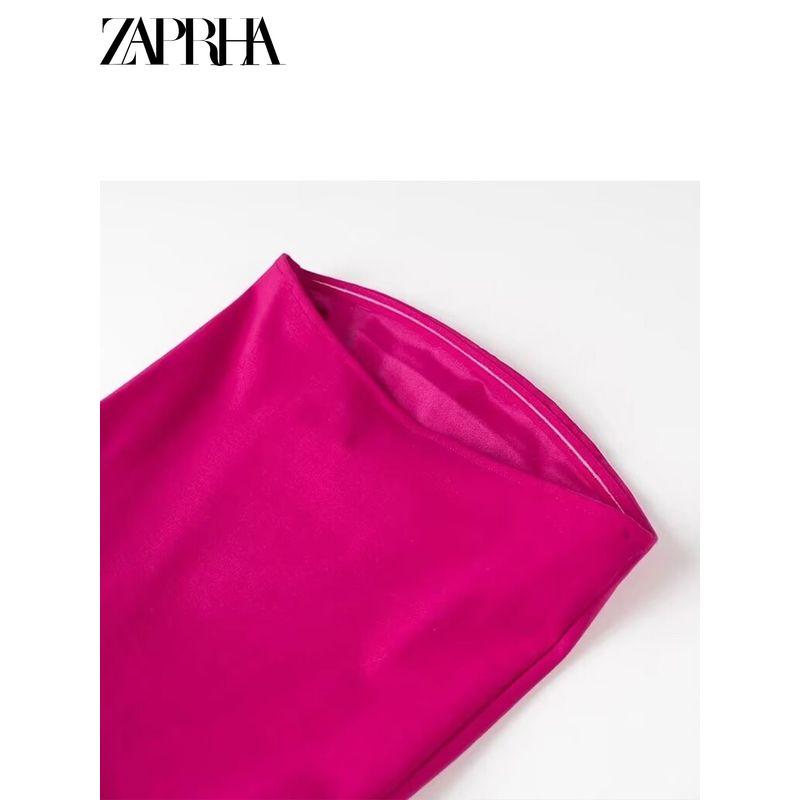 Zaprha 2025 New Arrival Tube Top Asymmetrical Laminated Slim Fit Patchwork Dress Elegant Slim Looking 1014328