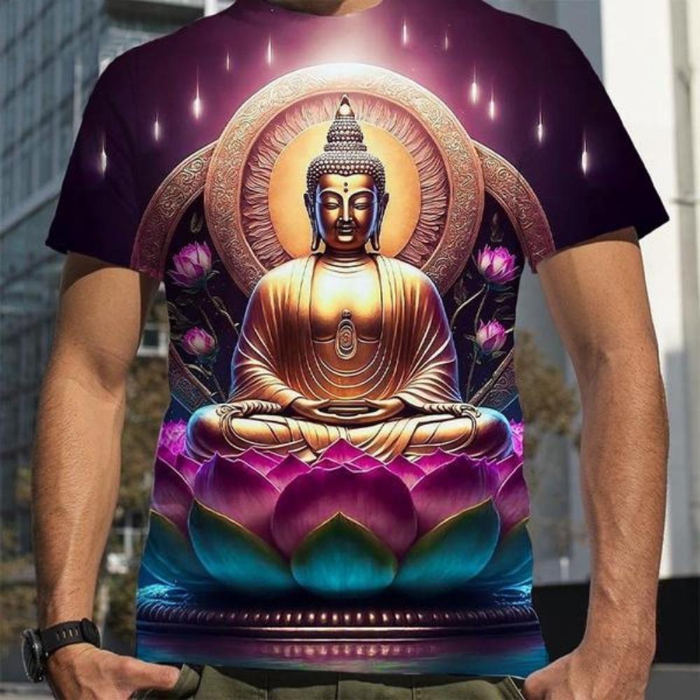 Summer Buddhism Shakyamuni 3D Print T-Shirts Streetwear Men FashionOversized O-Neck Short Sleeved T Shirt Tees Tops Clothing