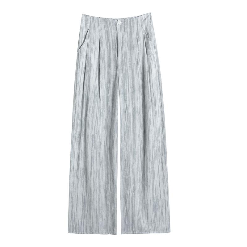 Sommer Batik Leinen Weitbein Hose Hohe Taille Locker Lange Hose für Damen