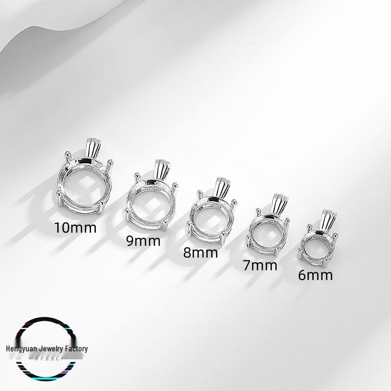 Elegant Pendant Setting for Women's Necklace: DIY Round 6-10mm CZ Cabochon, Imitation 925 Silver.
