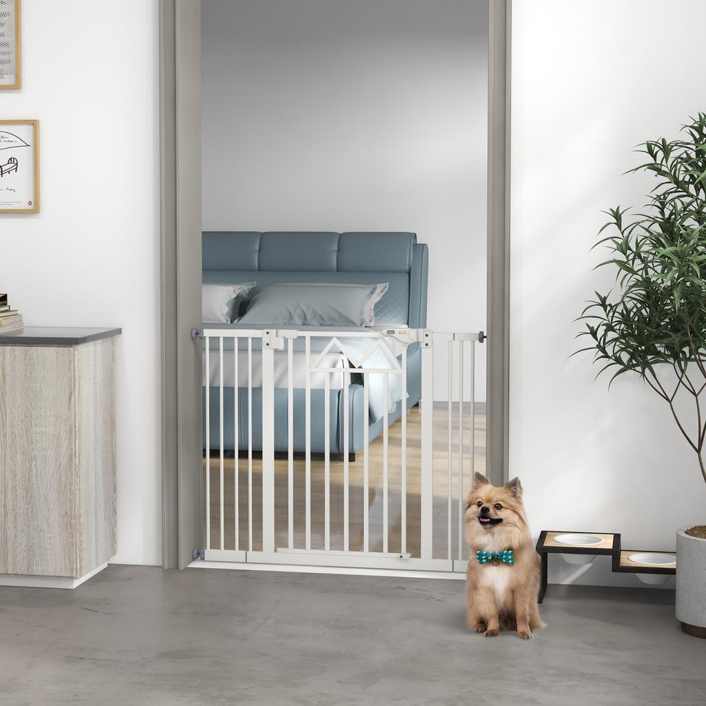 Automatic Dog Gate for Small and Medium Dogs, Made of Steel and PA, 74-100x76 Cm, White
