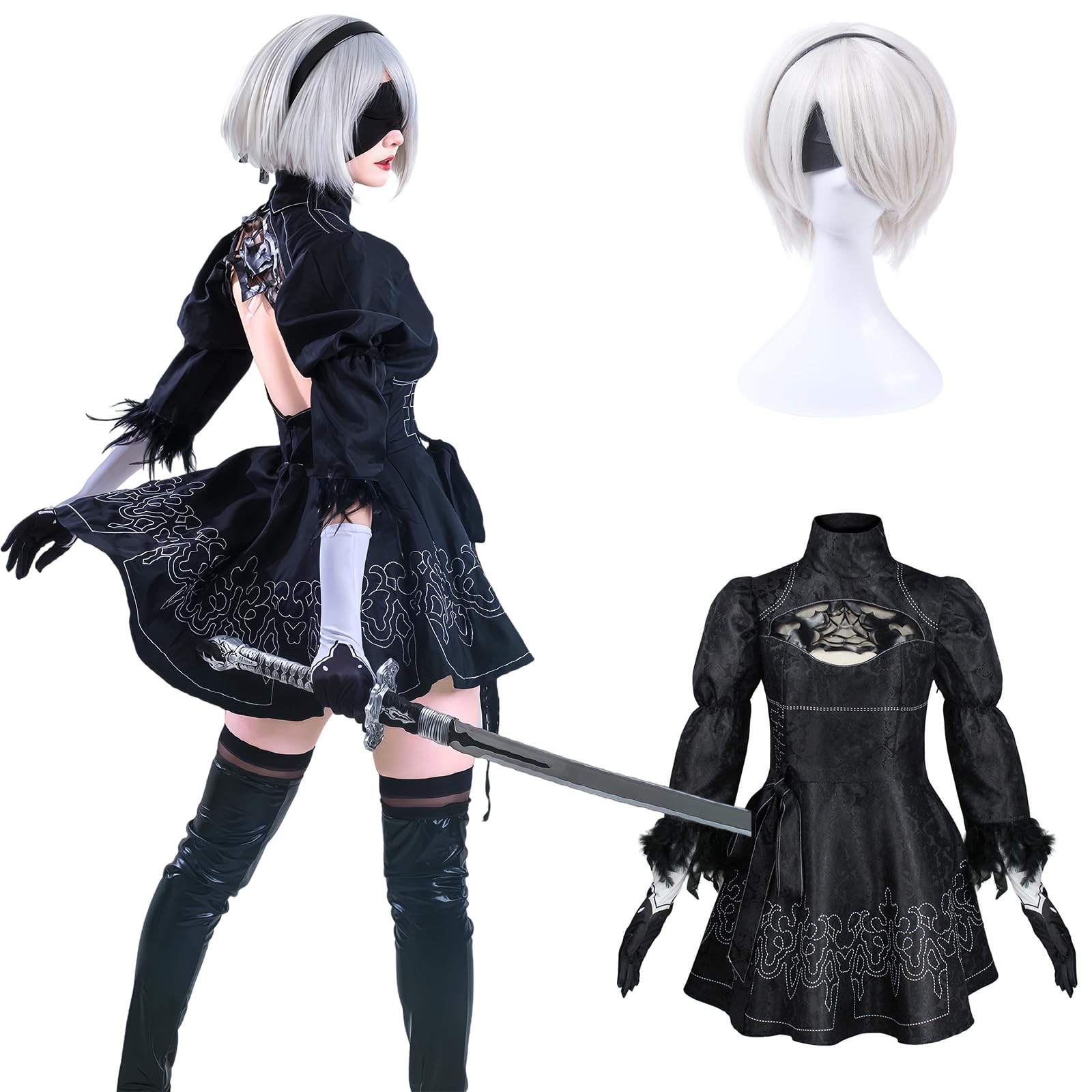 

Nier Cosplay YoRHa 2 Type B Cosplay Costume 2B NineS 9S A2 Automata Costume Halloween Game Nier and Again Cosplay Costume [NOKIJP] No. NieRAutomata