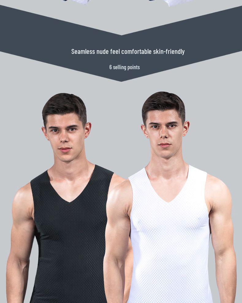 Men's Plaid Ice Silk Quick-Dry Sleeveless Sports Tank Top