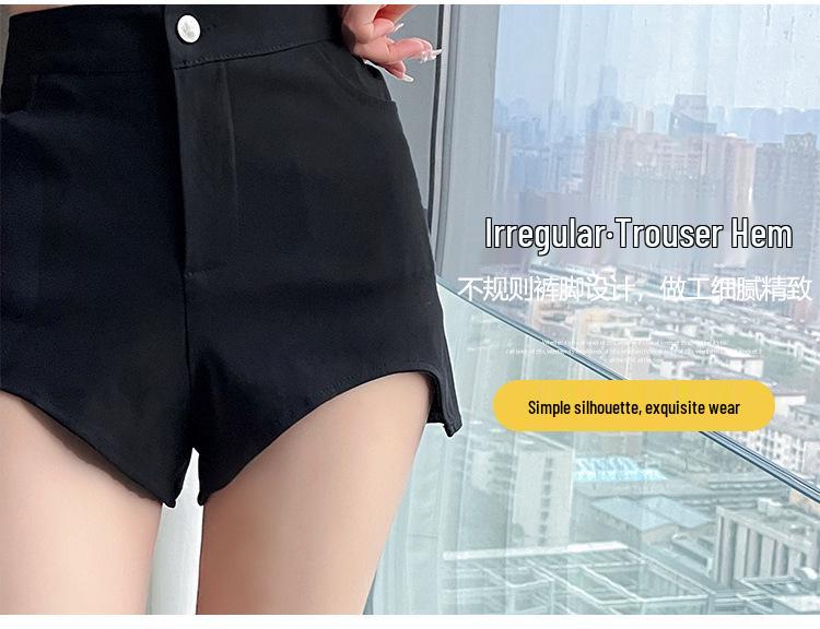 Women's Black High Waist A-Line Summer Shorts - Petite, Slim Fit, Super Short