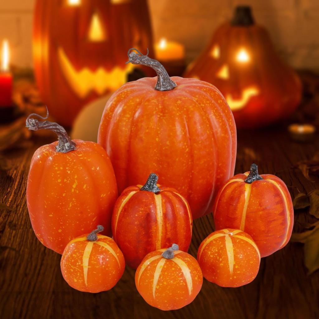 7Pcs Decorative Pumpkin Artificial Decoration Statue Decor for