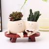 New Face Planter Pots Resin Chair Reading Succulent Pots Smile Face Flower Pot for Indoor Outdoor Plants Garden Flower Container